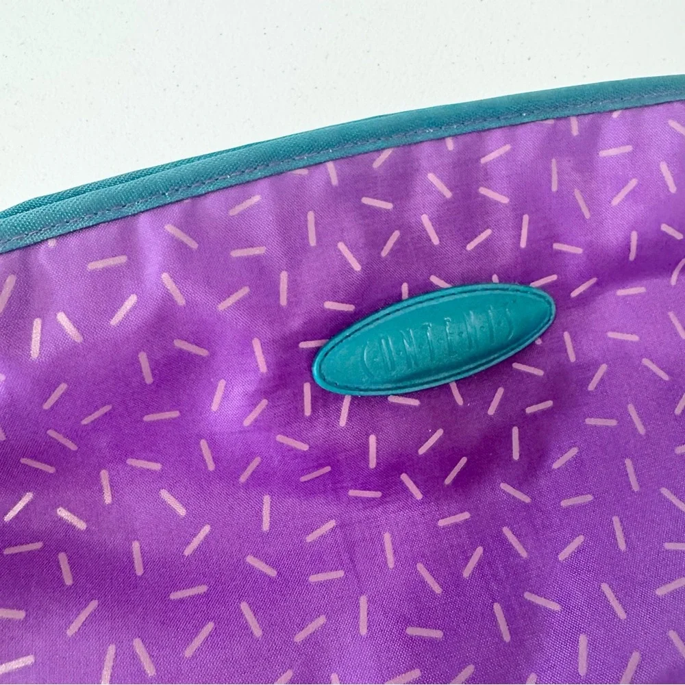 Vintage 80’s/90’s “Contents” Purple and Teal Confetti Retro Travel Makeup Bag